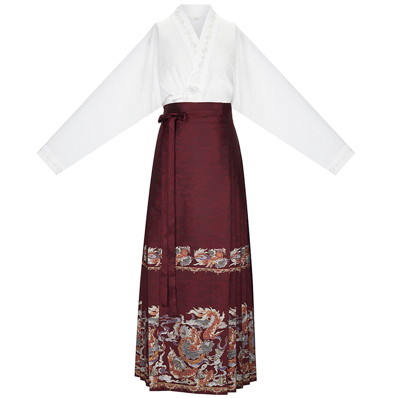 Ткацкий отдел Женский китайский костюм Хань Weaving Department, цвет Black versatile shirt + green horse face skirt