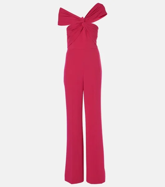 Комбинезон широкого кроя из кади со сборками Roland Mouret, розовый