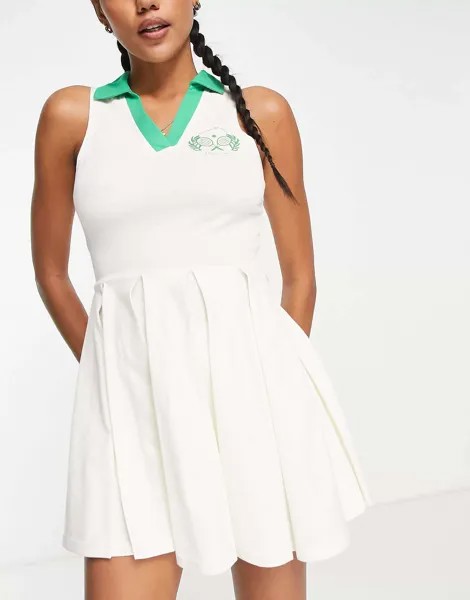 Теннисное платье South Beach бело-зеленого цвета