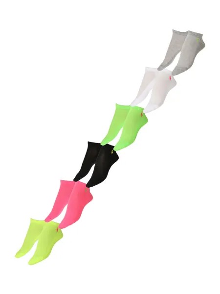 Носки до щиколотки Polo Ralph Lauren CSHN, синий/серый/неоново-зеленый/неоново-розовый/белый