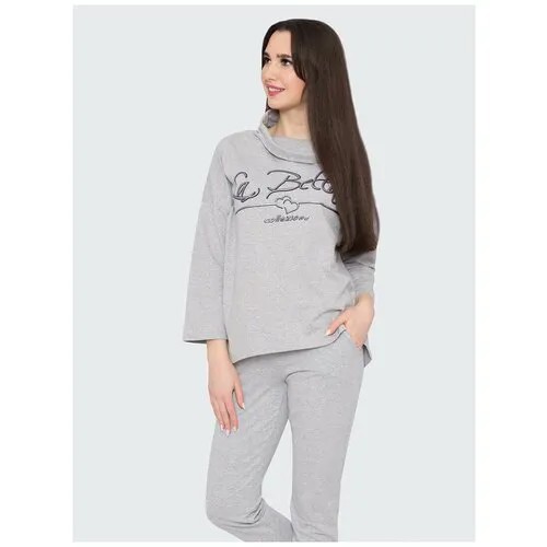 Джемпер Style Margo, длинный рукав, свободный силуэт, удлиненный, размер 46, серый