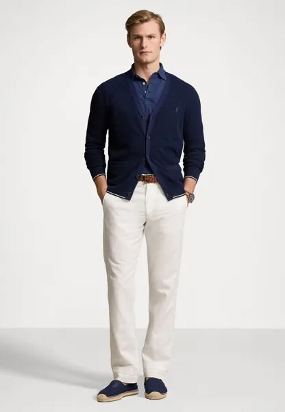 Кардиган TEXTURED COTTON LINEN V NECK CARDIGAN Ralph Lauren, темно-синий