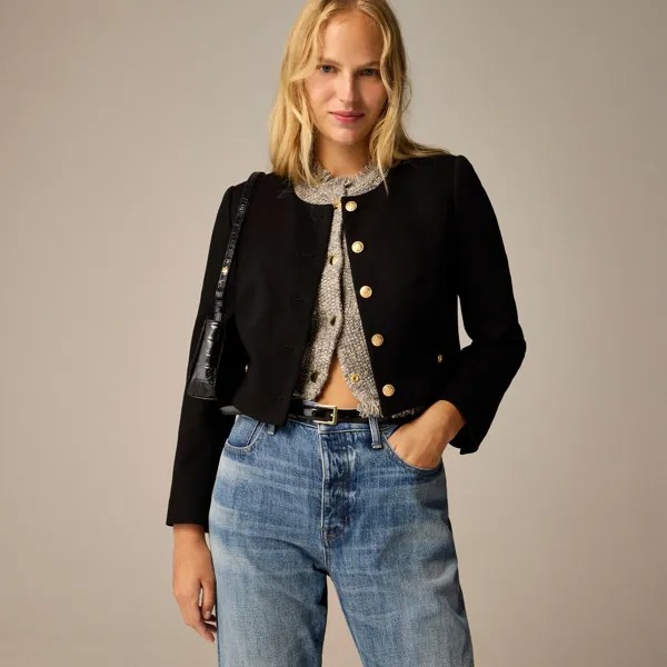 Укороченная женская куртка из эластичного твила J.Crew, черный