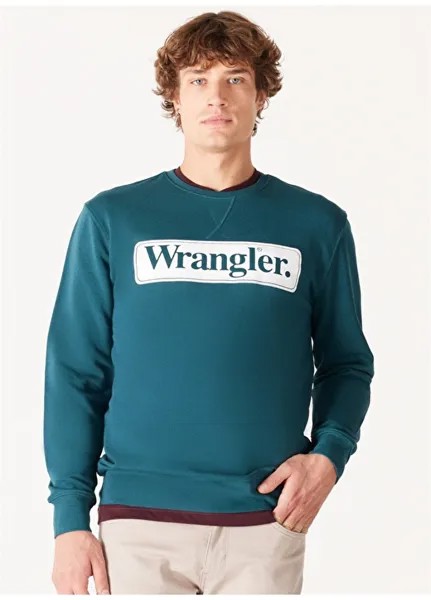 Зеленая мужская толстовка с круглым вырезом Wrangler
