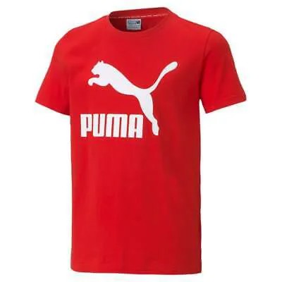 Футболка с короткими рукавами и круглым вырезом с логотипом Puma Classics, повседневный топ для мальчиков, размер XS