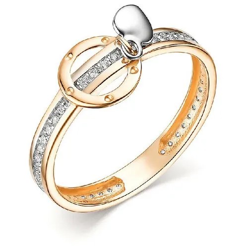 Кольцо Corona, красное золото, 585 проба, фианит, размер 19, золотой, красный
