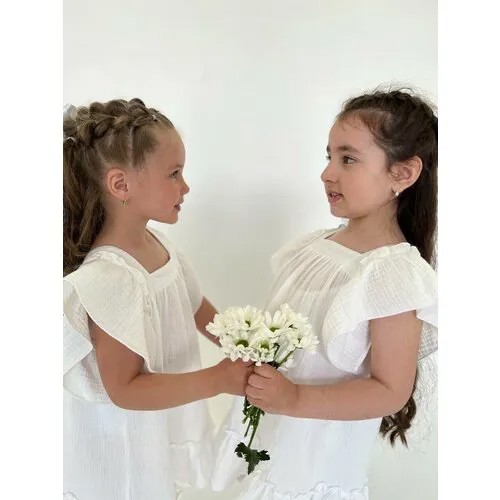 Летний сарафан муслиновый, платье нарядное на праздник пляж белый / 30