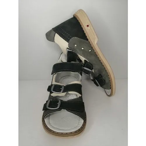 Сандалии Mini-Shoes, натуральная кожа, натуральный нубук, анатомическая стелька, каблук Томаса, размер 26, серый
