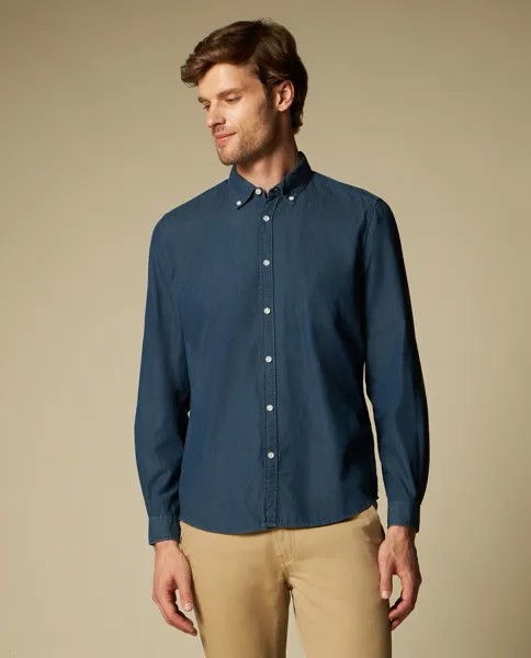 Мужская рубашка в полоску из чистого хлопка J. HART & BROS., синий