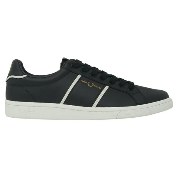 Мужские кожаные кроссовки с тисненым логотипом Fred Perry, черный
