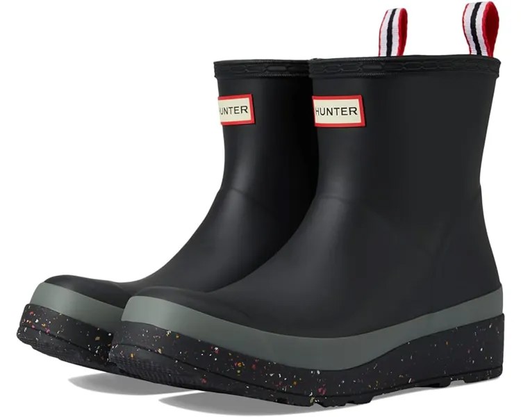Ботинки Hunter Play Short Speckle Sole Wellington Boots, цвет Black/Urban Grey