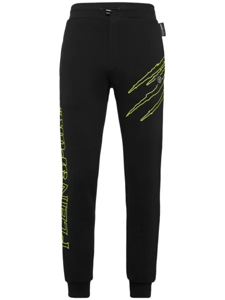 Plein Sport спортивные брюки с кулиской и логотипом, черный