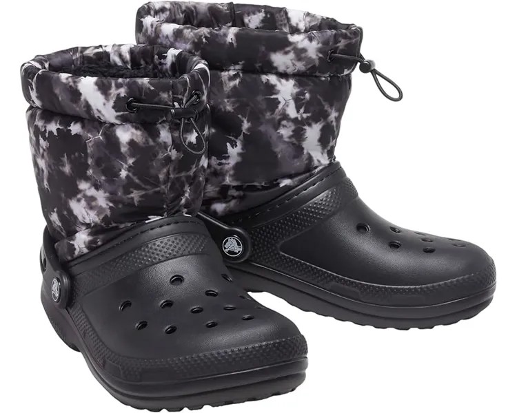 Ботинки Crocs Classic Lined Neo Puff Boot, цвет Black/Tie-Dye