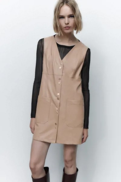 Сарафан женский ZARA 02799872 бежевый M (доставка из-за рубежа)