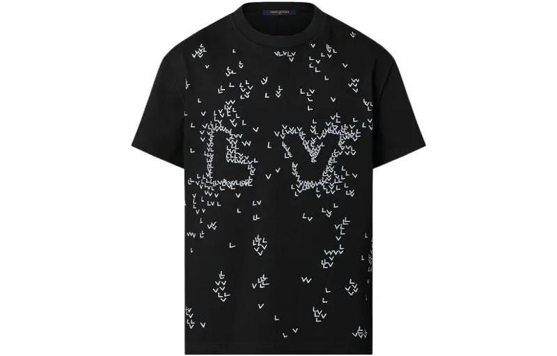 Футболка с вышивкой Louis Vuitton LV, черная, цвет Come with Original Gift Bag