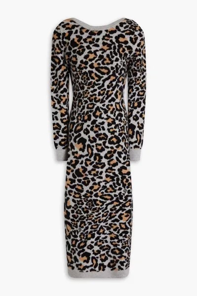 Жаккардовое платье миди из смеси шерсти и кашемира Dundas, цвет Animal print