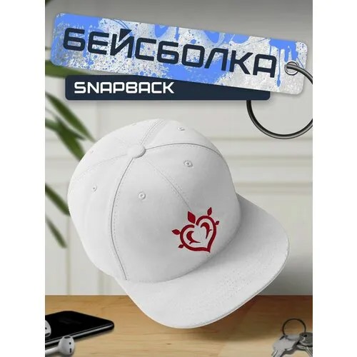 Бейсболка, кепка белая с красным принтом Игра Genshin Impact - 102