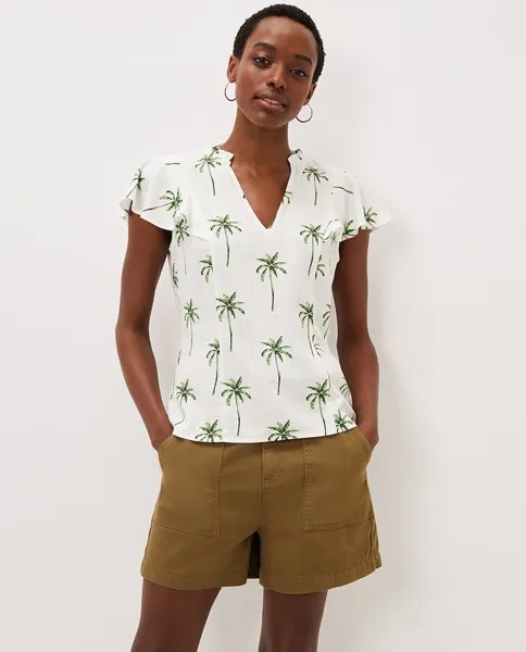 Блузка с короткими рукавами и принтом пальмы Phase Eight, белый
