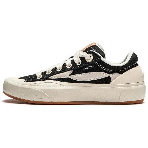 Кроссовки LINING Wave Skateboarding Shoes Women's Low-top Black/White, черный/белый