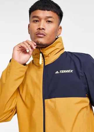 Коричневая с темно-синим куртка в стиле колор блок adidas Terrex-Коричневый цвет