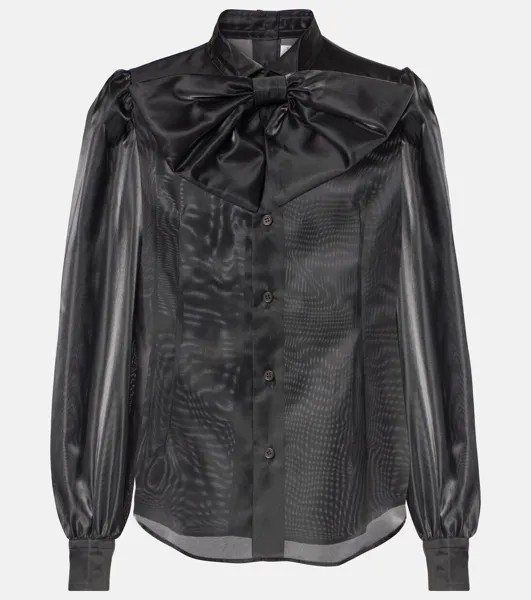 Атласная рубашка с завязкой на шее Noir Kei Ninomiya, черный