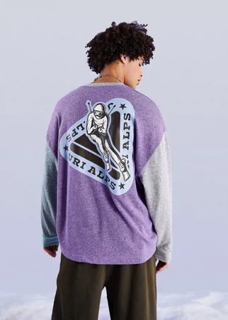 Фиолетовый oversized-лонгслив в стиле колор блок с принтом на спине ASOS DESIGN-Фиолетовый цвет