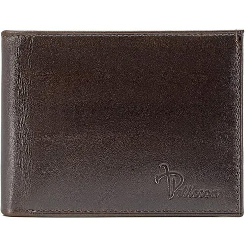 Портмоне Pellecon 113-307-2, натуральная кожа, гладкая фактура, на молнии, отделения для карт и монет, потайной карман, подарочная упаковка, коричневый