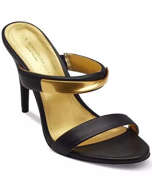 Женские кожаные босоножки Sabina на шпильке с двойным ремешком Donna Karan New York, черный