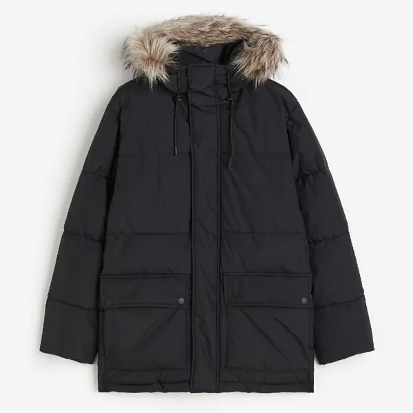 Парка H&M Regular Fit Padded Rainproof, черный