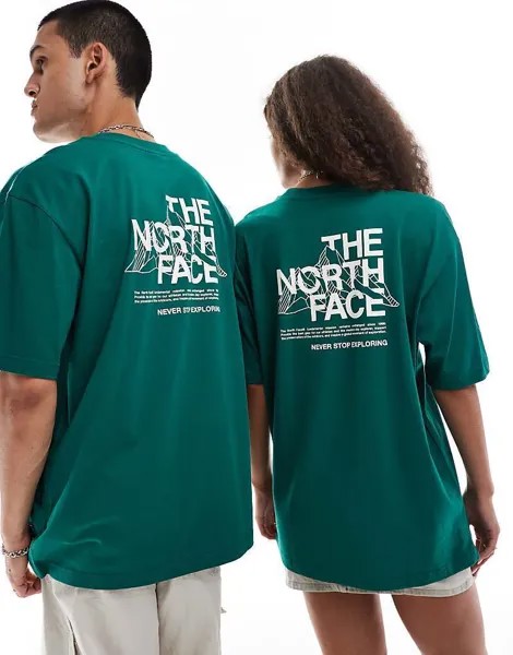 Футболка Oversize The North Face – Mountain Sketch– в цвете Gr cn mit R cckenprint