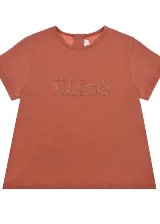 Терракотовая футболка с логотипом Chloe детская