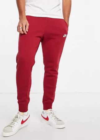 Джоггеры гранатового цвета с манжетами Nike Club-Красный