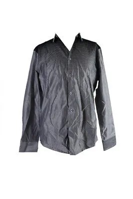 Черная серебряная полосатая рубашка Alfani с длинными рукавами и омбре S