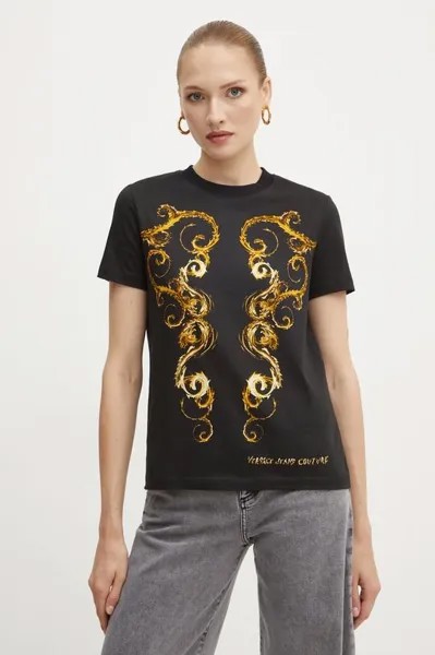 Хлопковая футболка Versace Jeans Couture, черный