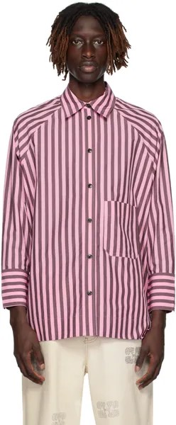 Рубашка в розово-коричневую полоску Ganni