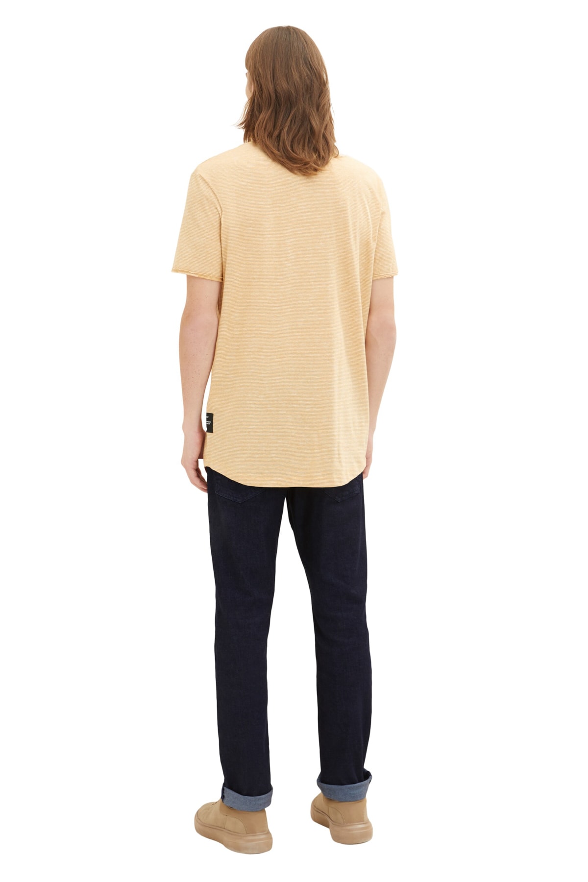 Мужская коричнево-белая футболка в тонкую полоску в ярдовую полоску Tom Tailor Denim, коричневый