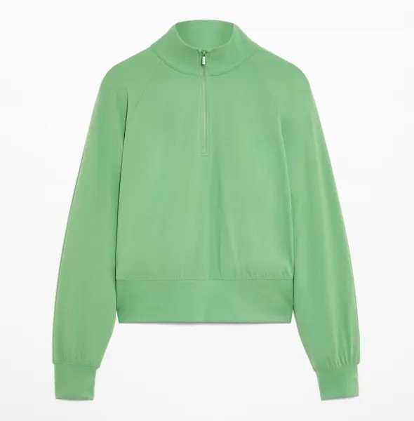 Худи Oysho With Half-length Zip, зеленый