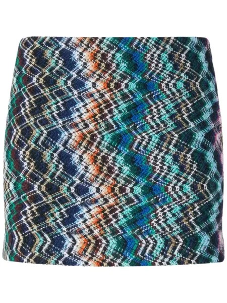 Missoni мини-юбка из шерсти и хлопка с зигзагом, черный