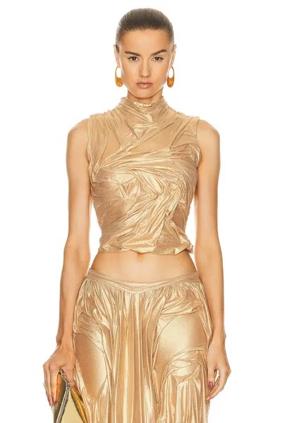 Топ Di Petsa Wetlook High Neck, золотой