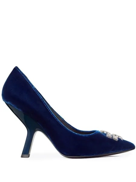 Tory Burch бархатные туфли Eleanor 100, синий