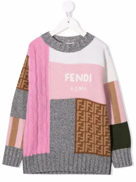 Fendi Kids джемпер в технике пэчворк с логотипом