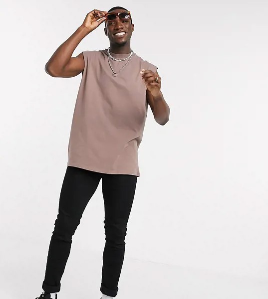 Коричневая oversized-майка из органического хлопка ASOS DESIGN Tall-Коричневый цвет