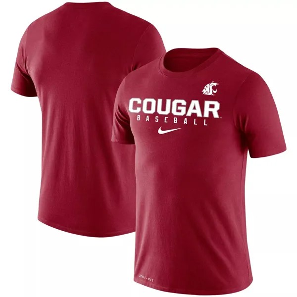 Мужская малиновая футболка Washington State Cougars Baseball Legend Performance Nike