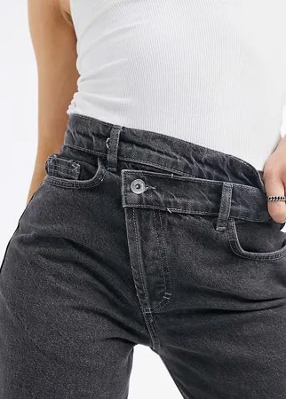 Черные мешковатые джинсы с эффектом застиранности в стиле 90-х с оригинальным поясом COLLUSION x014-Серый