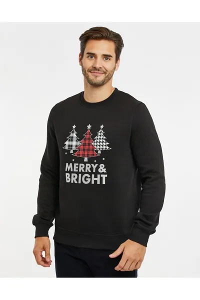 Толстовка Merry & Bright 5947 с рождественскими узорами Threadbare, черный