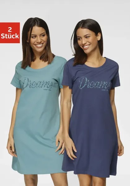 Ночная рубашка Vivance Dreams (2 шт.) с кружевным принтом, синий
