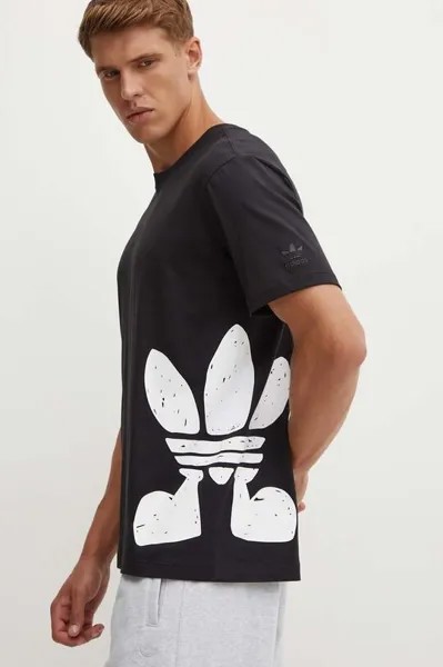 Хлопковая футболка adidas Originals, черный