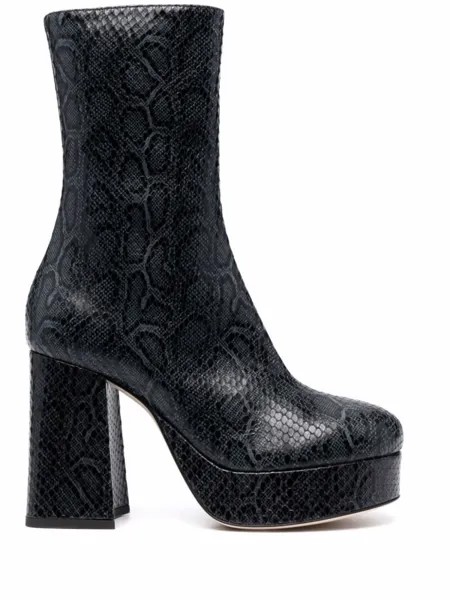 Alberta Ferretti ботильоны со змеиным принтом, зеленый