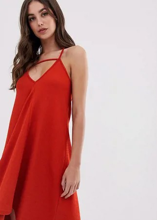 Свободный сарафан мини с отделкой спереди ASOS DESIGN Tall-Оранжевый