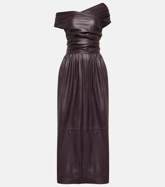 Кожаное платье макси corfu с открытыми плечами Altuzarra, фиолетовый